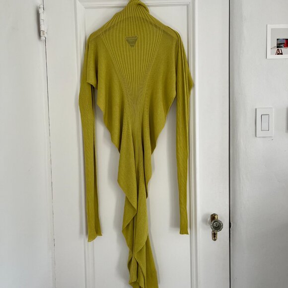 Bottega Veneta Lime Green Rib Seamless Silk Dress Large - Picture 6 of 6